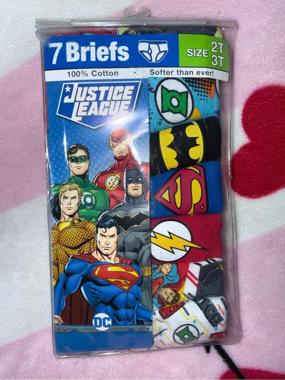 NWT Justice League Boys 7-Pack Briefs - Multicolor Superhero Set, Size 2T/3T